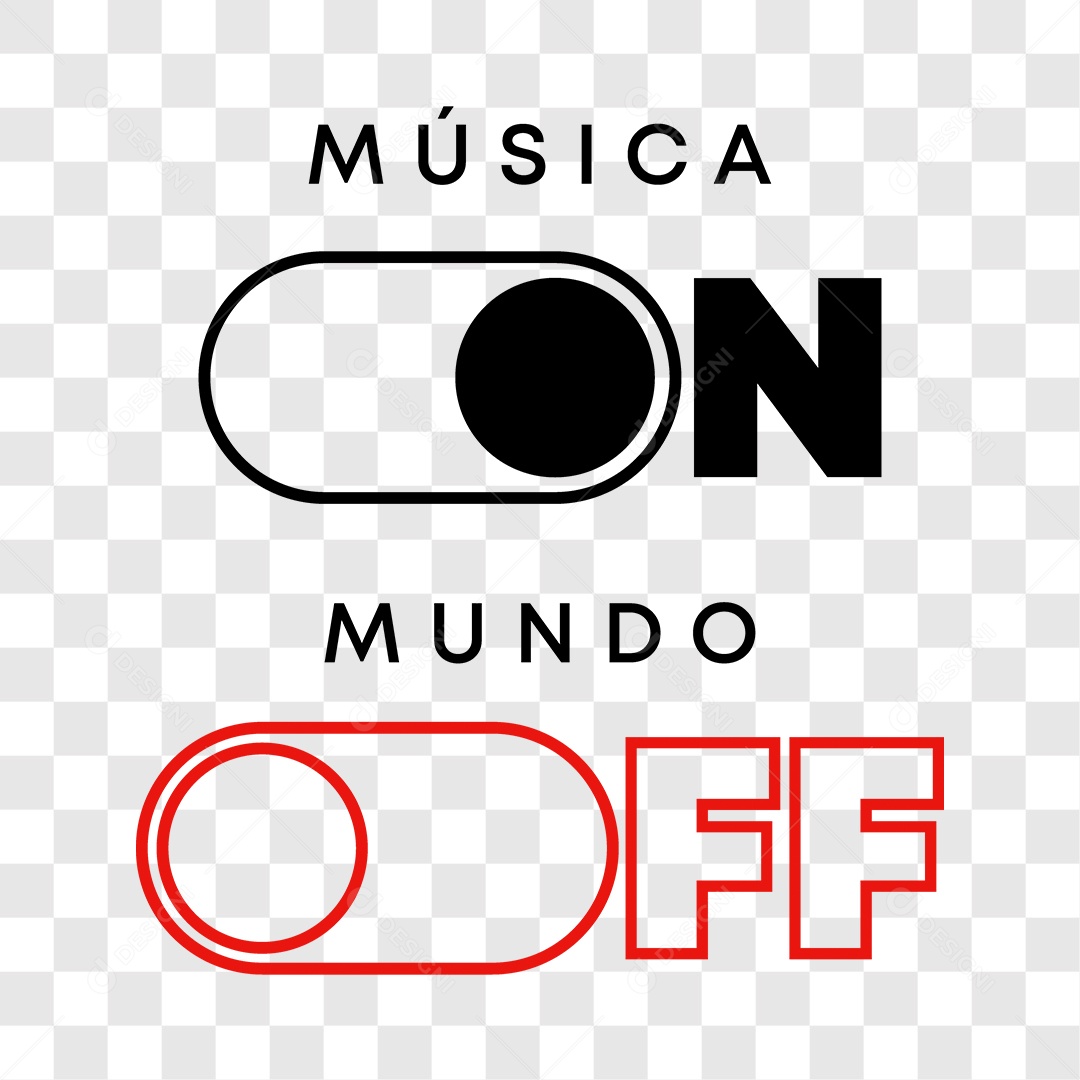 Lettering Musica On Mundo Off EPS + PNG