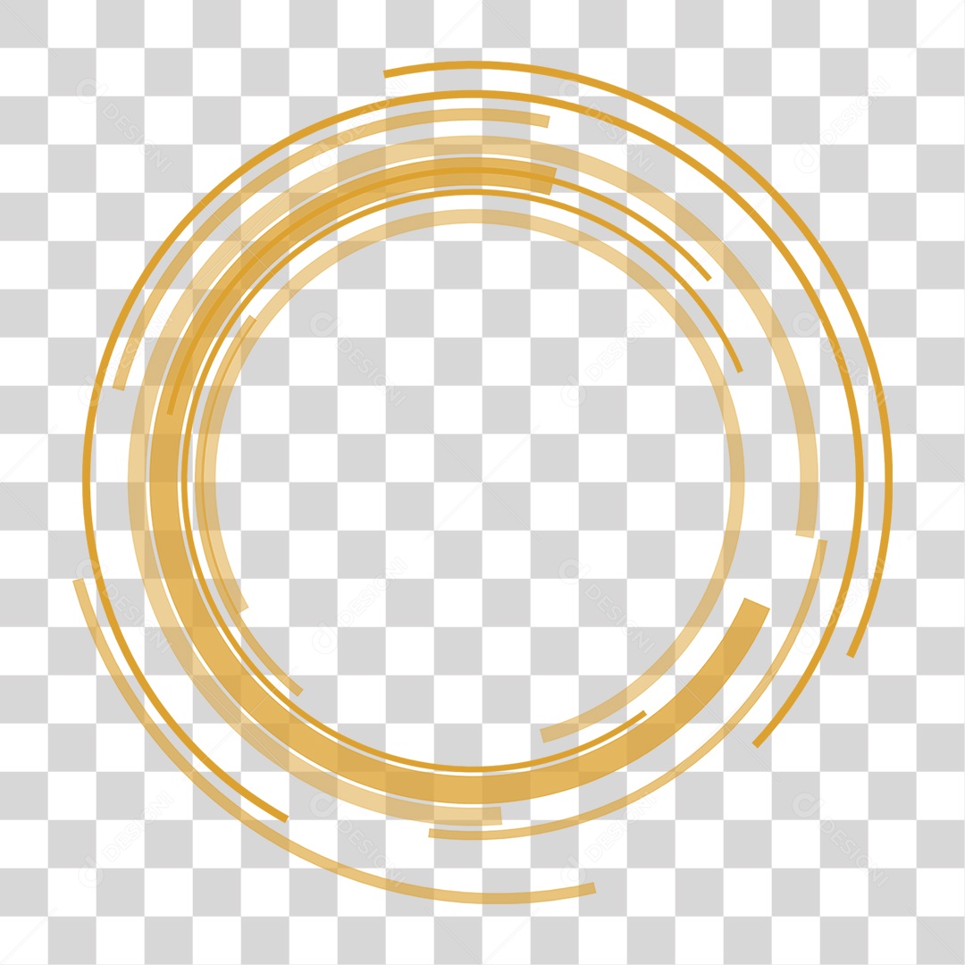 Ilustração 3D Circulo Dourado para Composição PNG Transparente