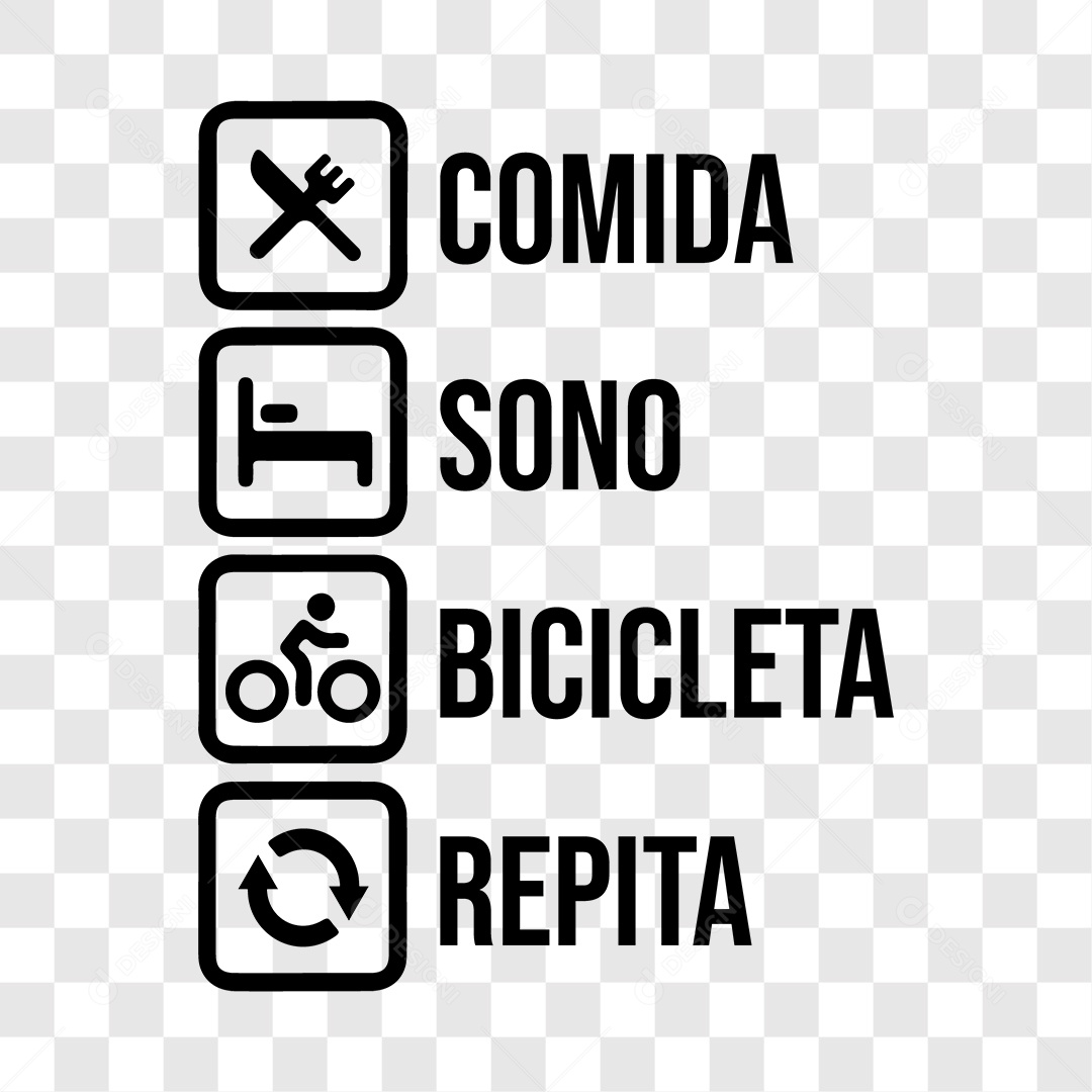 Lettering Comida Sono BIcicleta Repita EPS + PNG