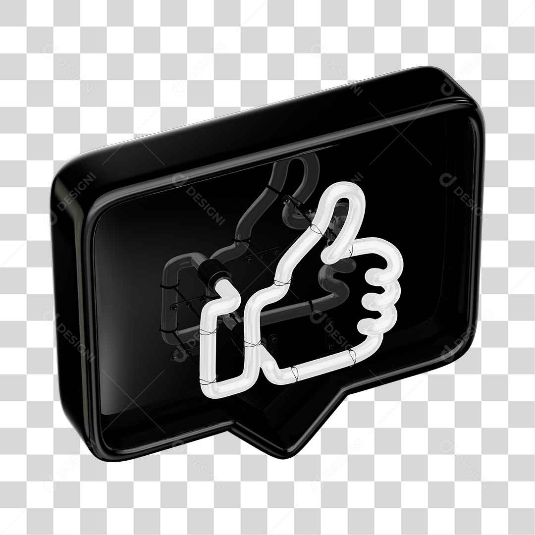 Facebook Like Preto Com Forma Neon Branca PNG Transparente