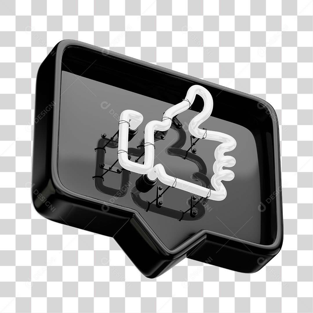 Facebook Like Preto Com Forma Neon Branca PNG Transparente