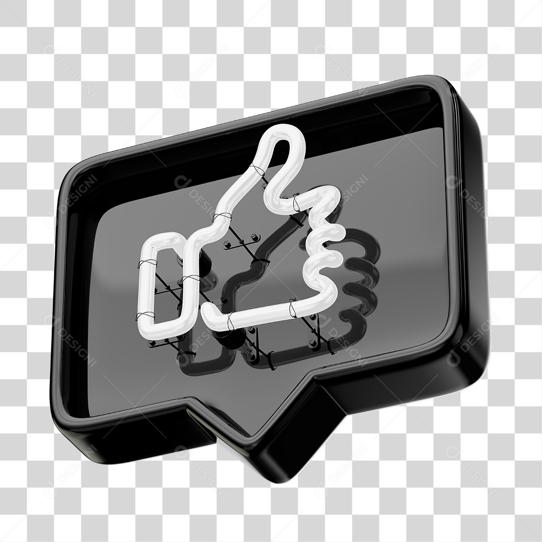 Facebook Like Preto Com Forma Neon Branca PNG Transparente