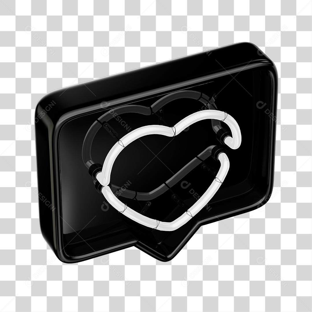Instagram Like Preto Com Forma Neon Branca PNG Transparente