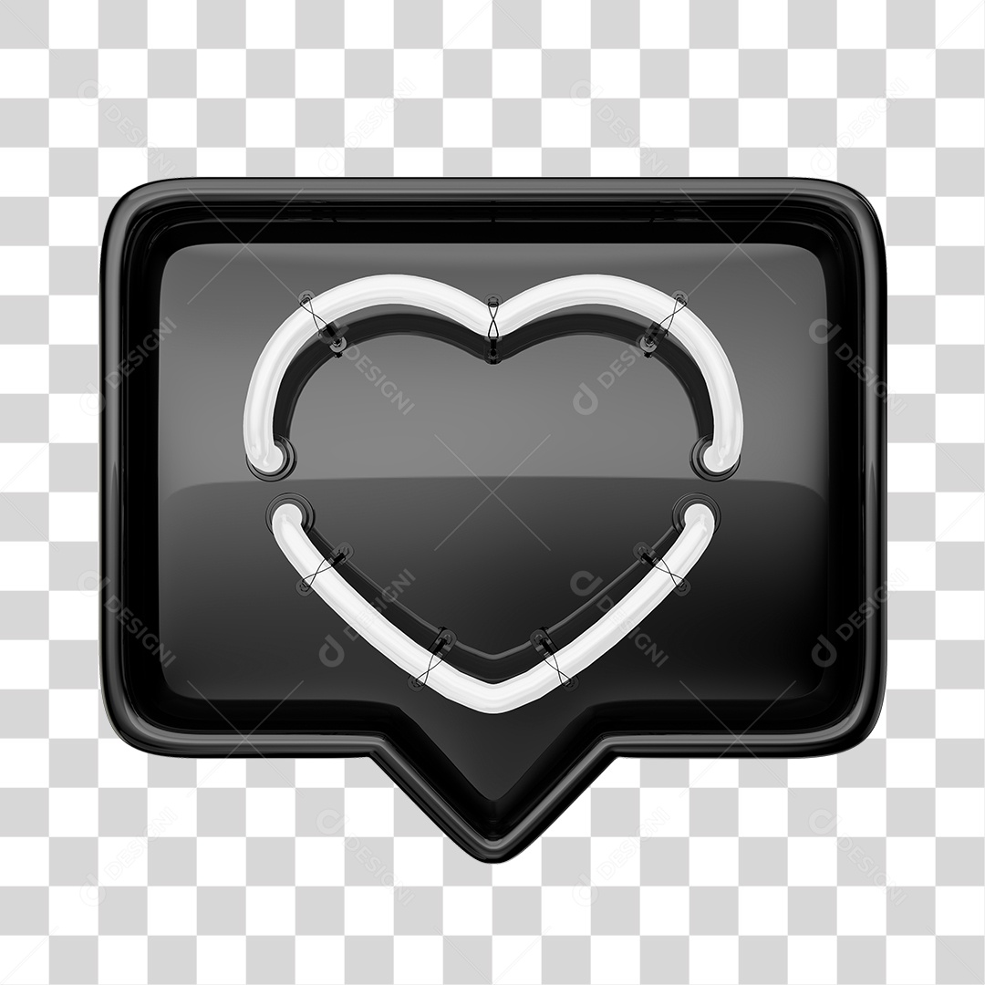 Instagram Like Preto Com Forma Neon Branca PNG Transparente