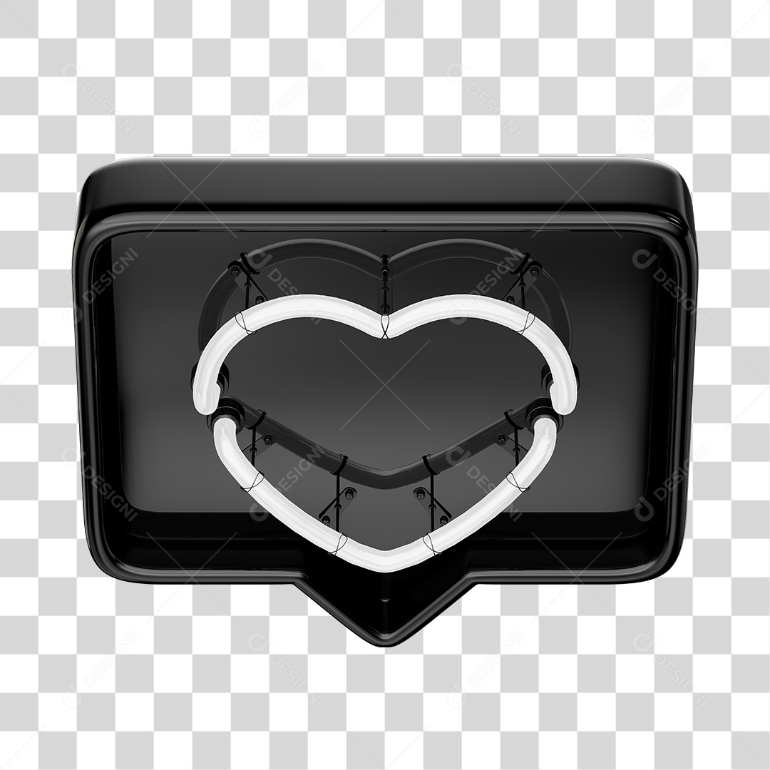 Instagram Like Preto Com Forma Neon Branca PNG Transparente