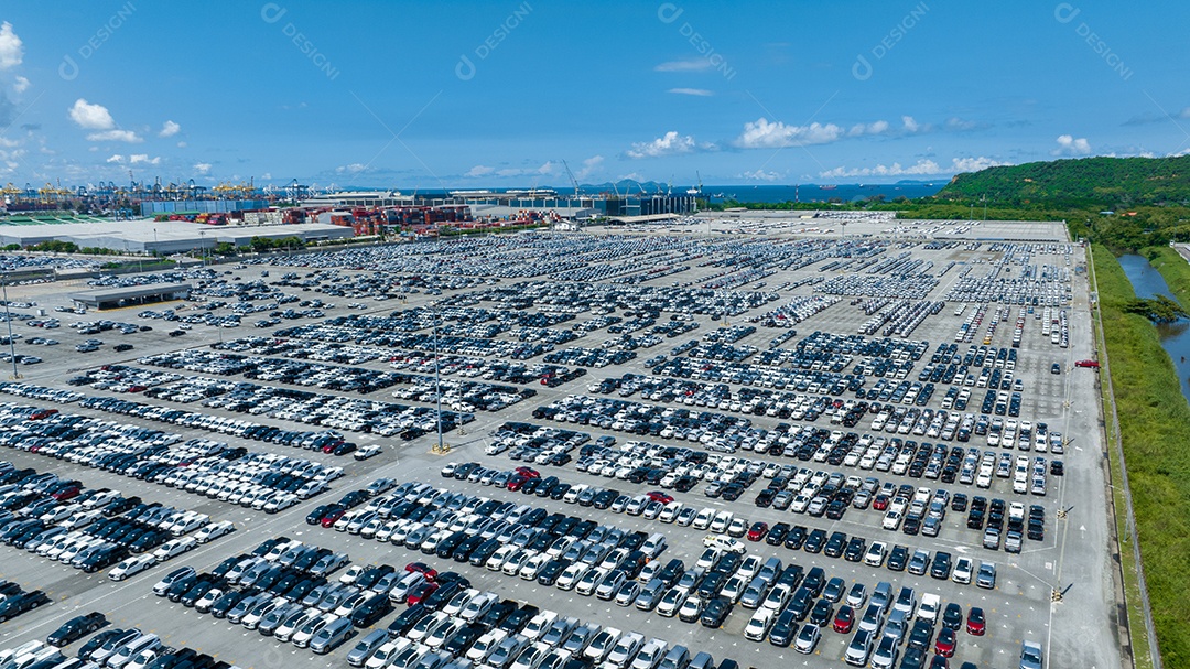 Lots of new cars pulling up to send to dealer or customer