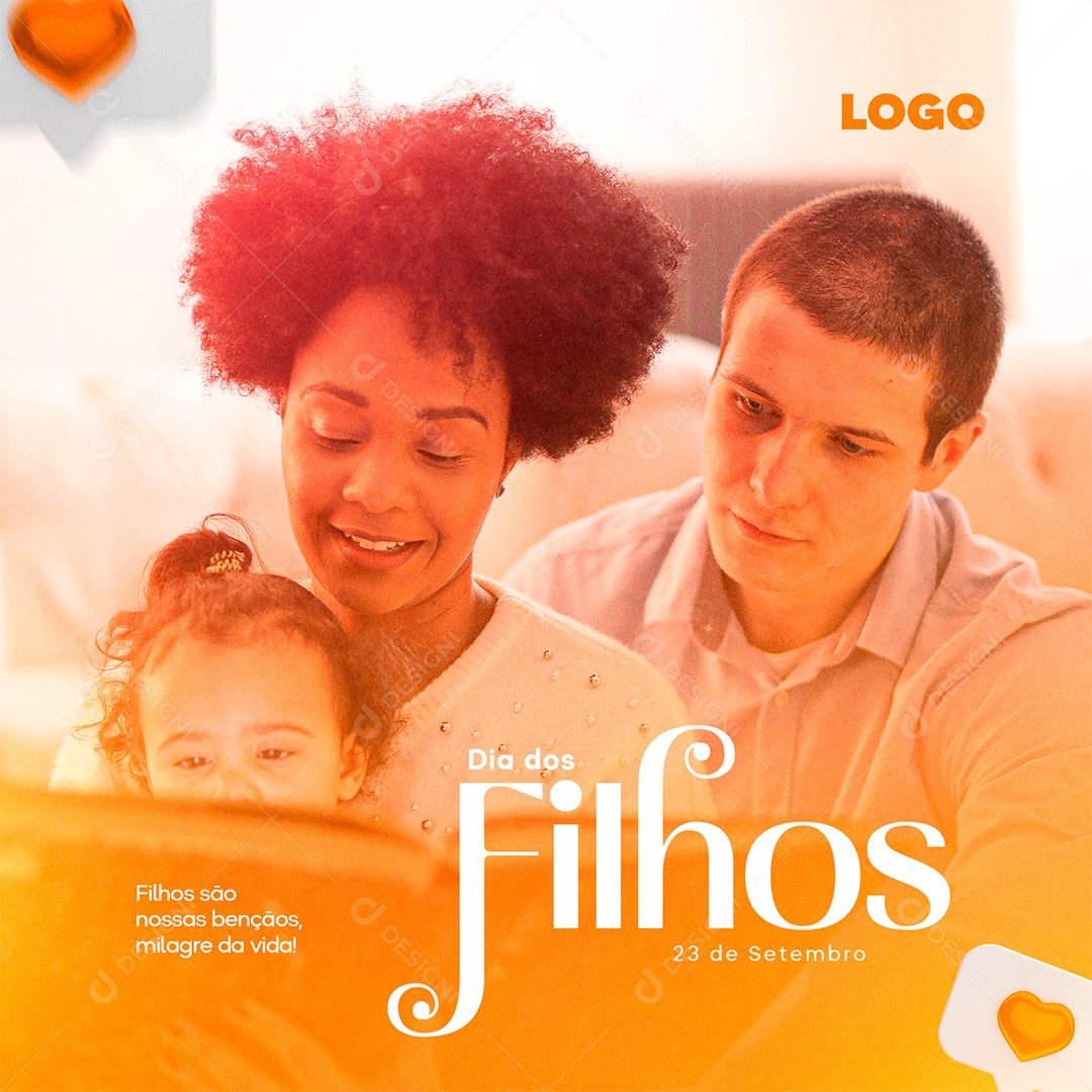 Filhos são nossas bençãos Milagres da Vida Dia dos Filhos Social Media PSD Editável