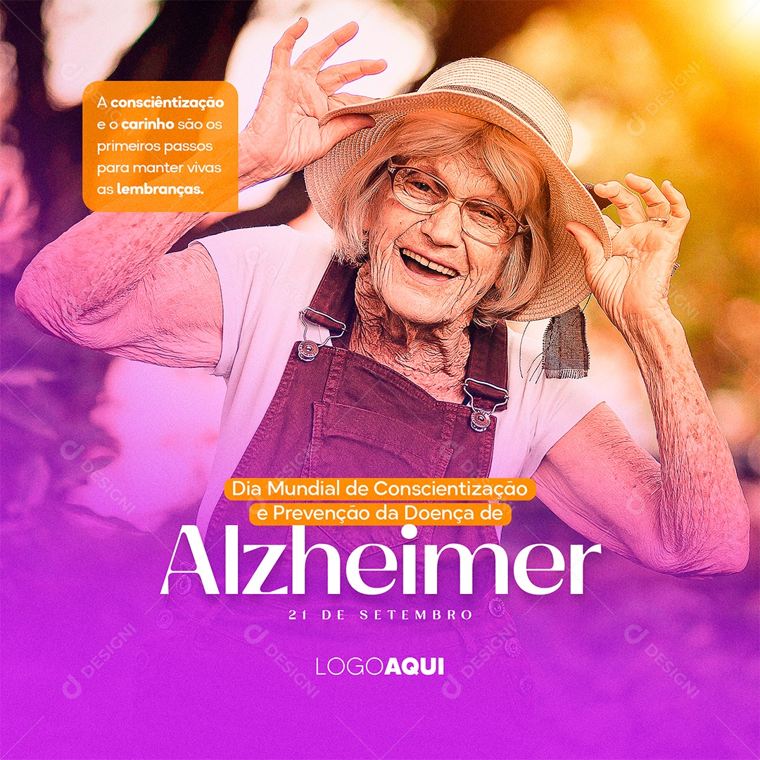A Consciêntização e o Carinho Dia Nacional de Conscientização da Doença de Alzheimer Social Media PSD Editável