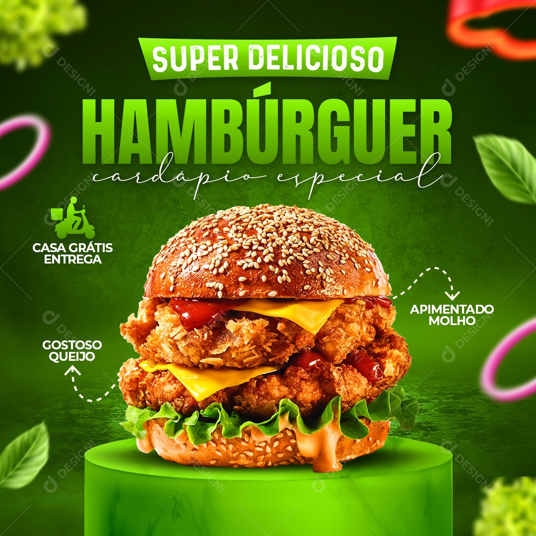 Social Media Super Delicioso Hambúrgueria PSD Editável