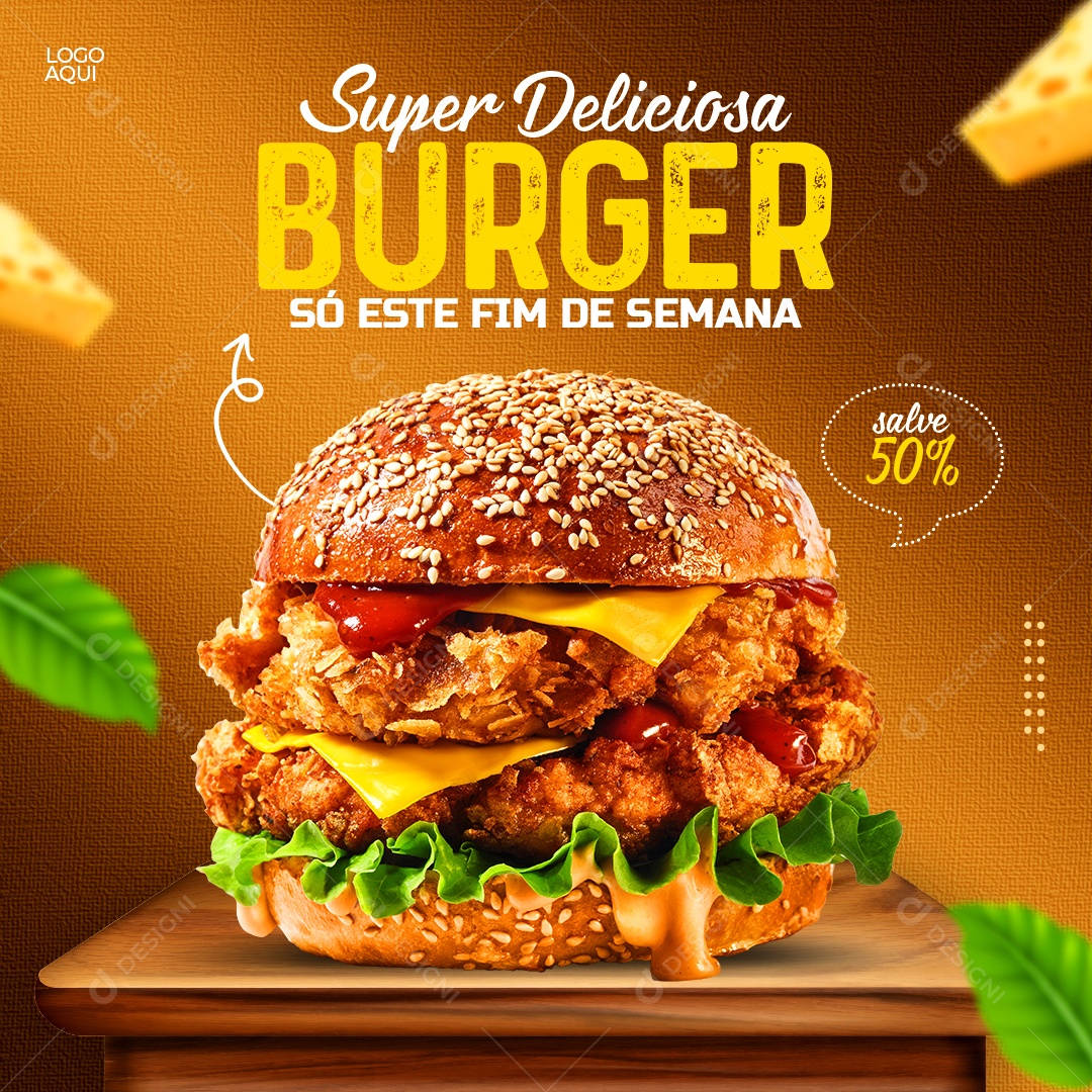 Social Media Super Deliciosa Burger Só Este Fim de Semana PSD Editável