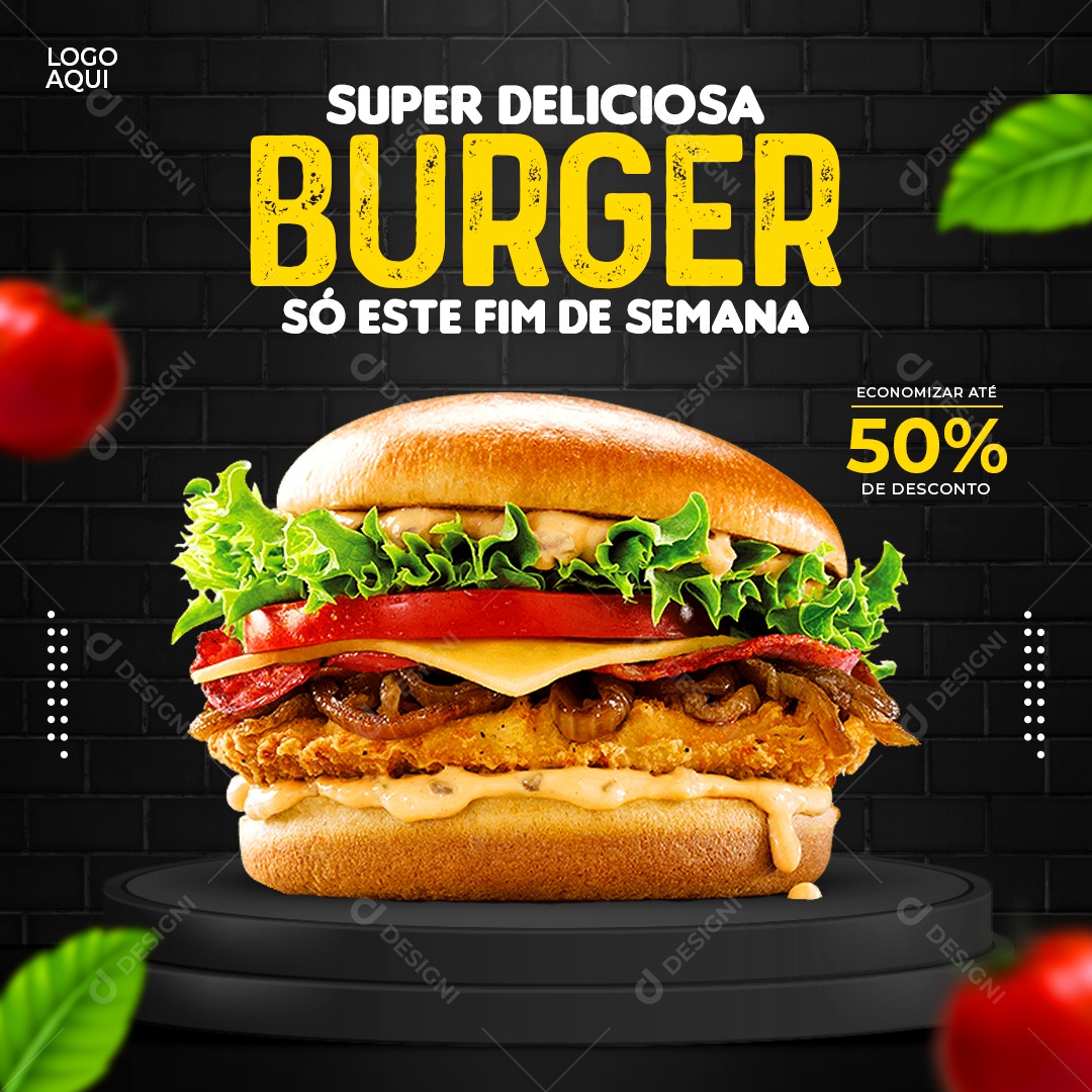Social Media Super Deliciosa Burger Só Este Fim de Semana PSD Editável