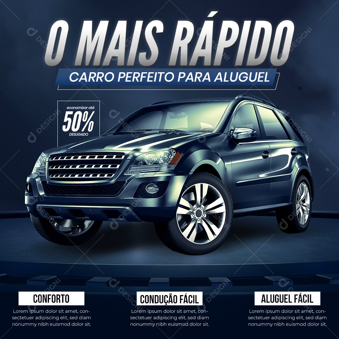 Social Media O Mais Rápido Carro Para Aluguel PSD Editável