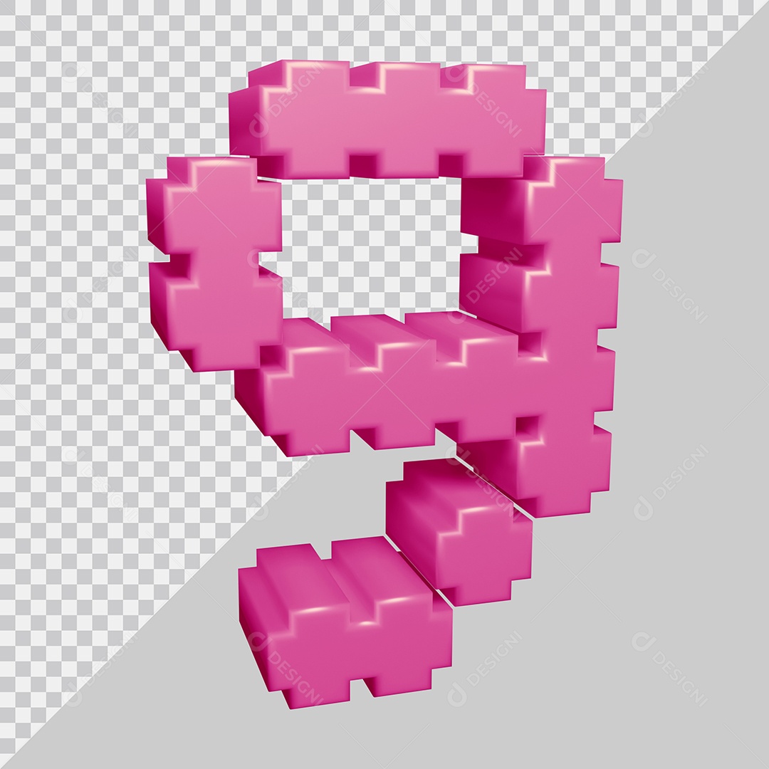 Número 3D 9 Rosa Para composição PSD
