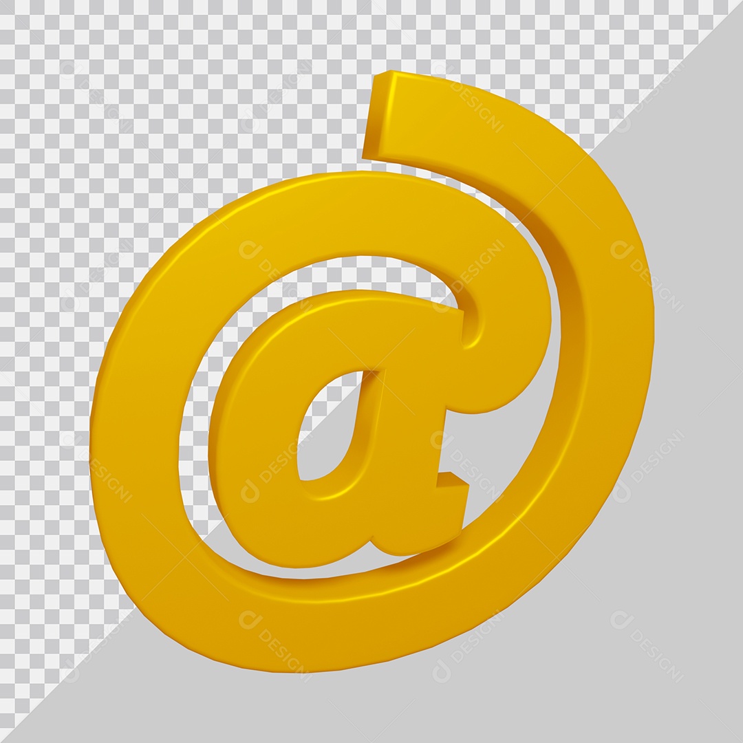 Símbolo Arroba 3D Dourado Para Composição PSD