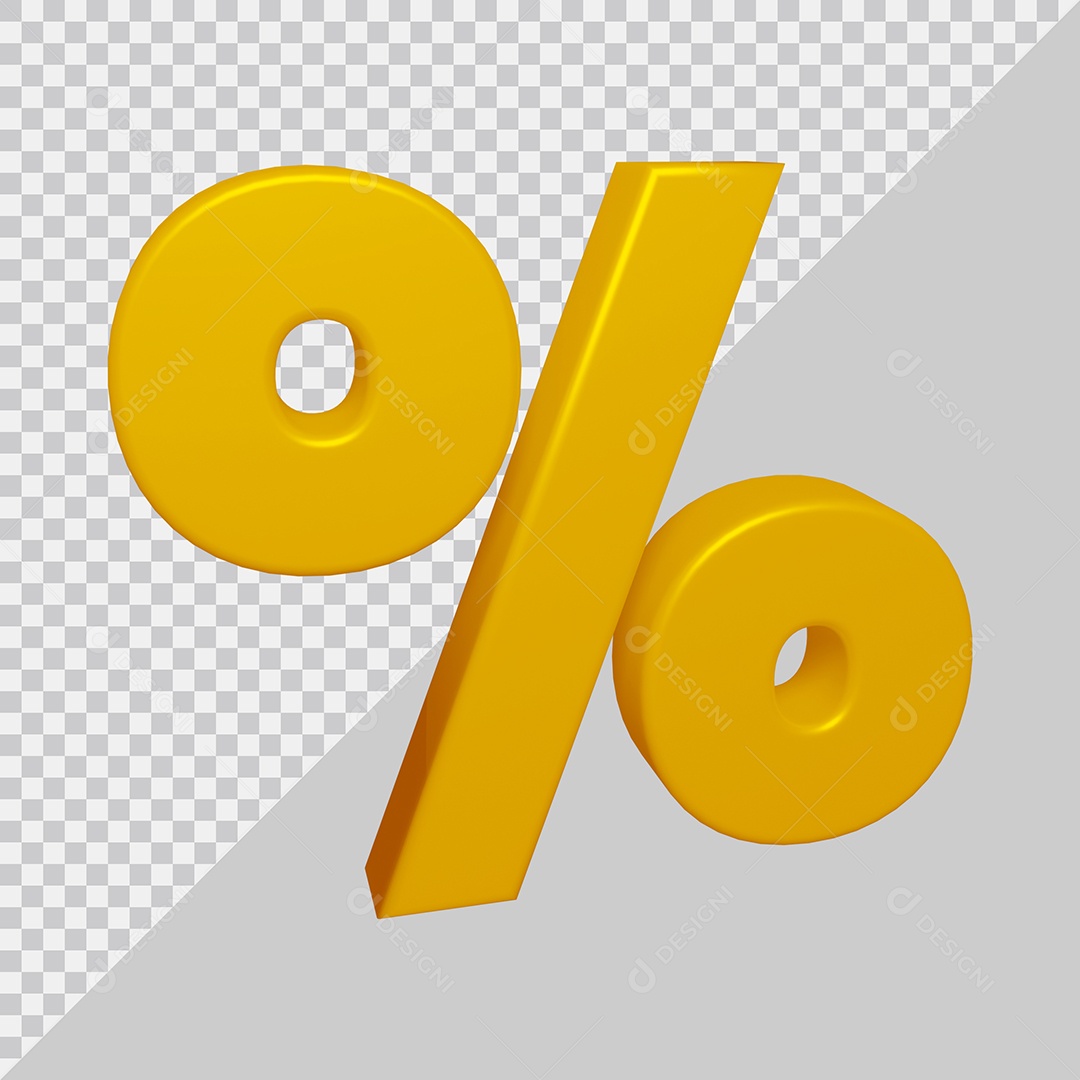 Símbolo de Porcentagem 3D Dourado Para Composição PSD
