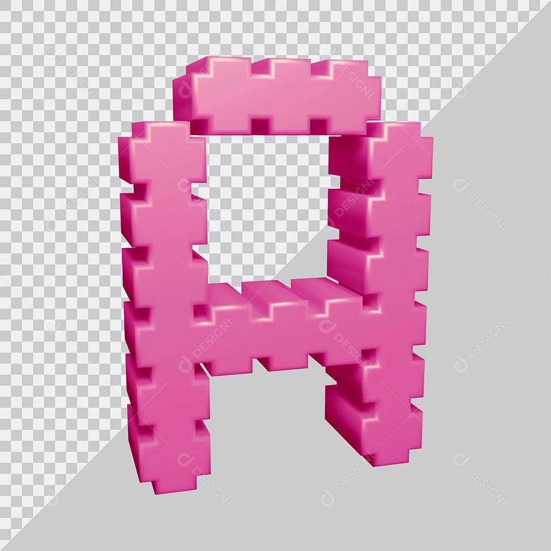 Letra A Maiúscula Rosa 3D Para composição PSD