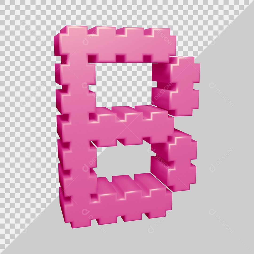 Letra B Maiúscula Rosa 3D Para composição PSD