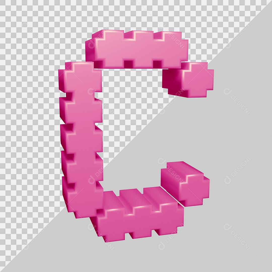 Letra C Maiúscula Rosa 3D Para composição PSD