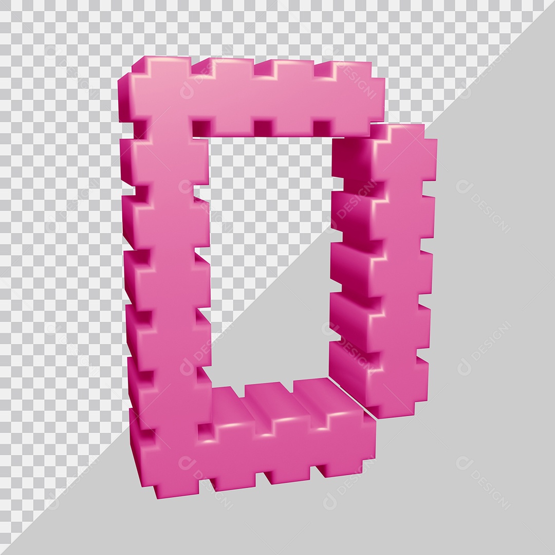 Letra D Maiúscula Rosa 3D Para composição PSD