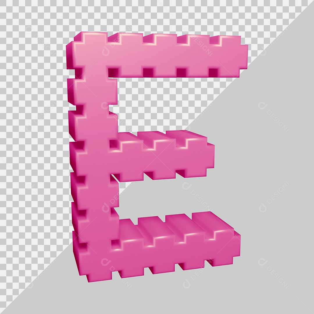 Letra E Maiúscula Rosa 3D Para composição PSD
