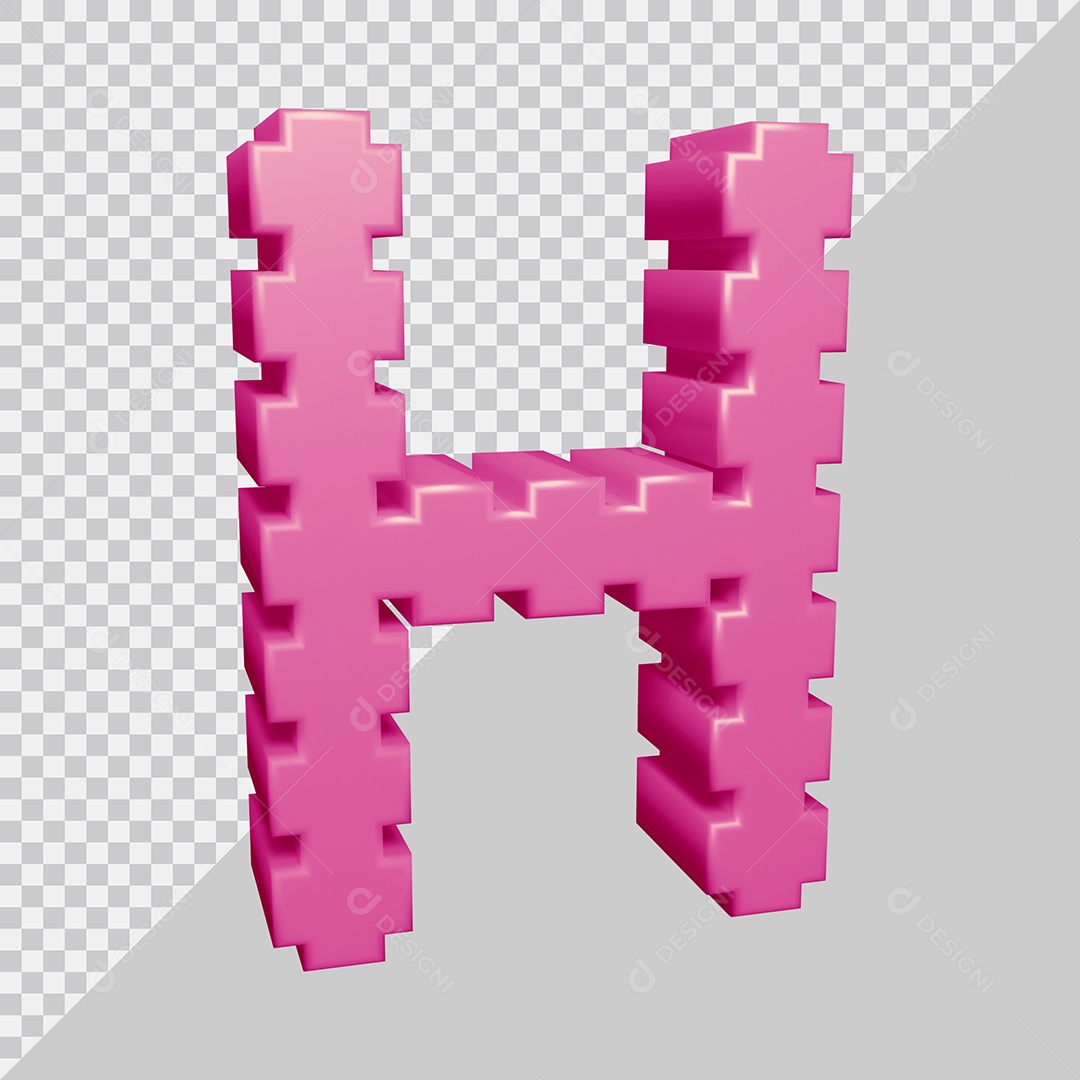 Letra H Maiúscula Rosa 3D Para composição PSD