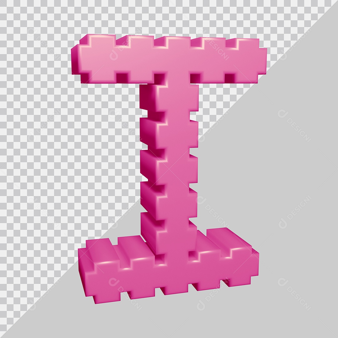 Letra I Maiúscula Rosa 3D Para composição PSD