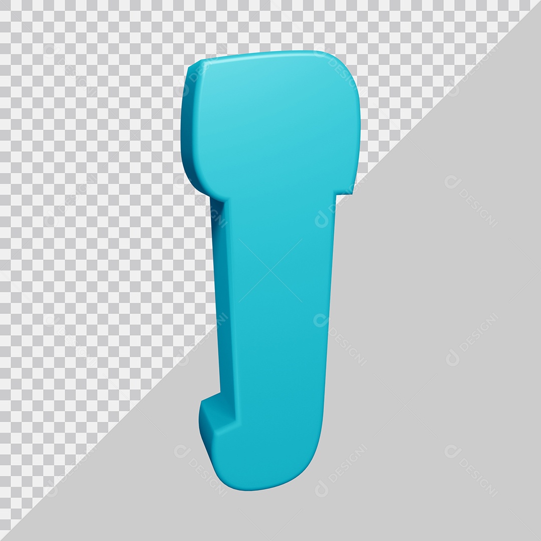 Letra J Maiúscula Azul Ciano 3D Para composição PSD