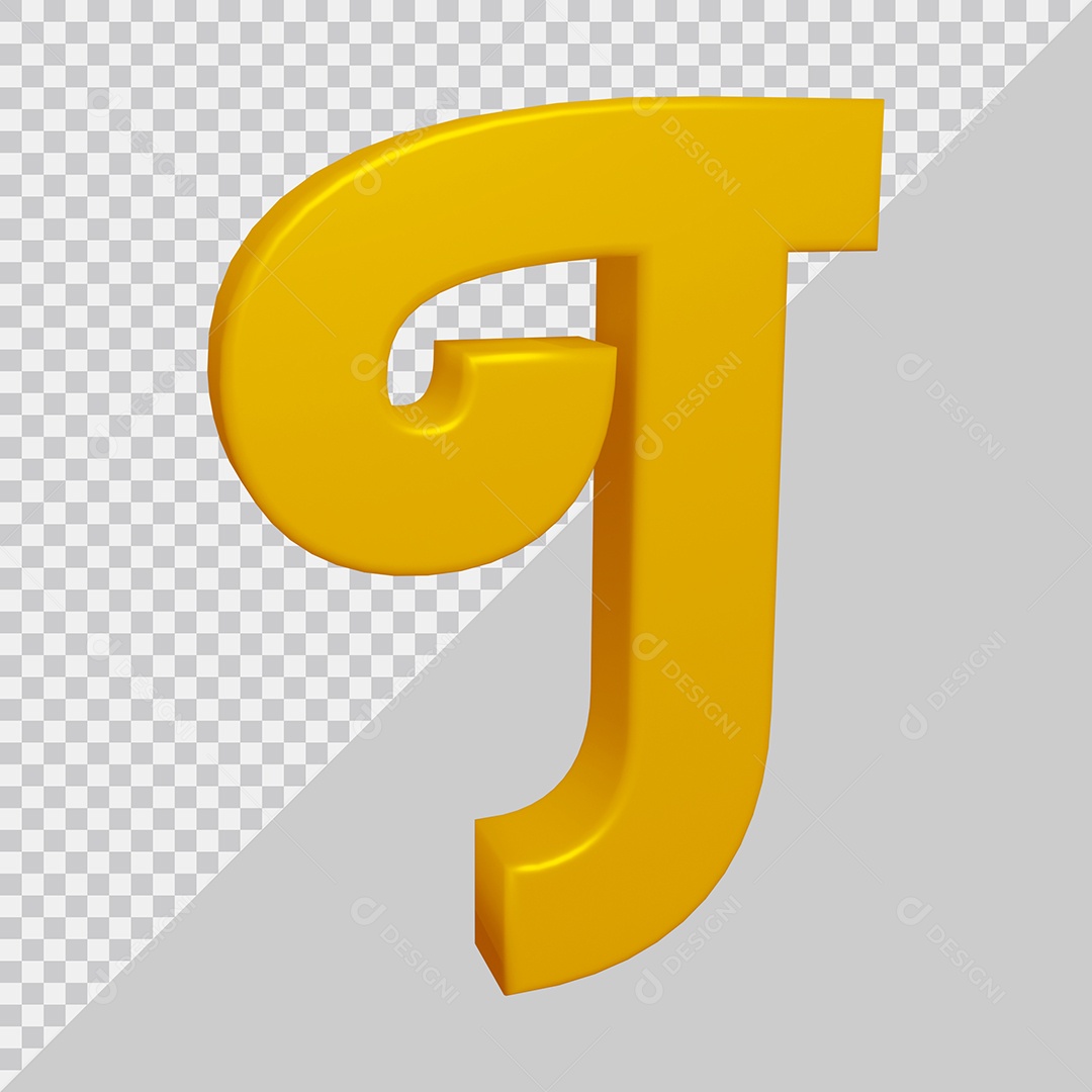 Letra J Maiúscula Dourado 3D Para composição PSD