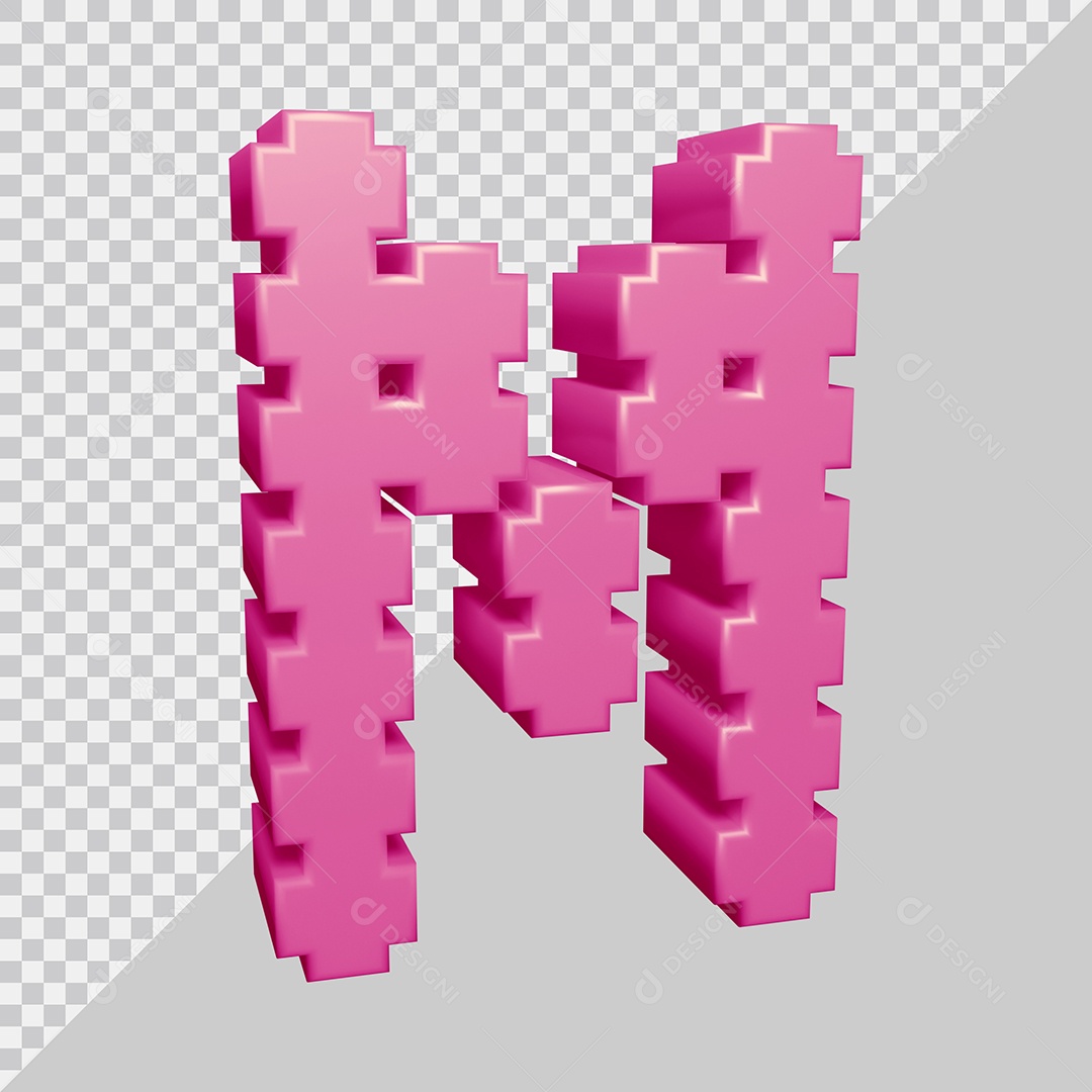 Letra M Maiúscula Rosa 3D Para composição PSD