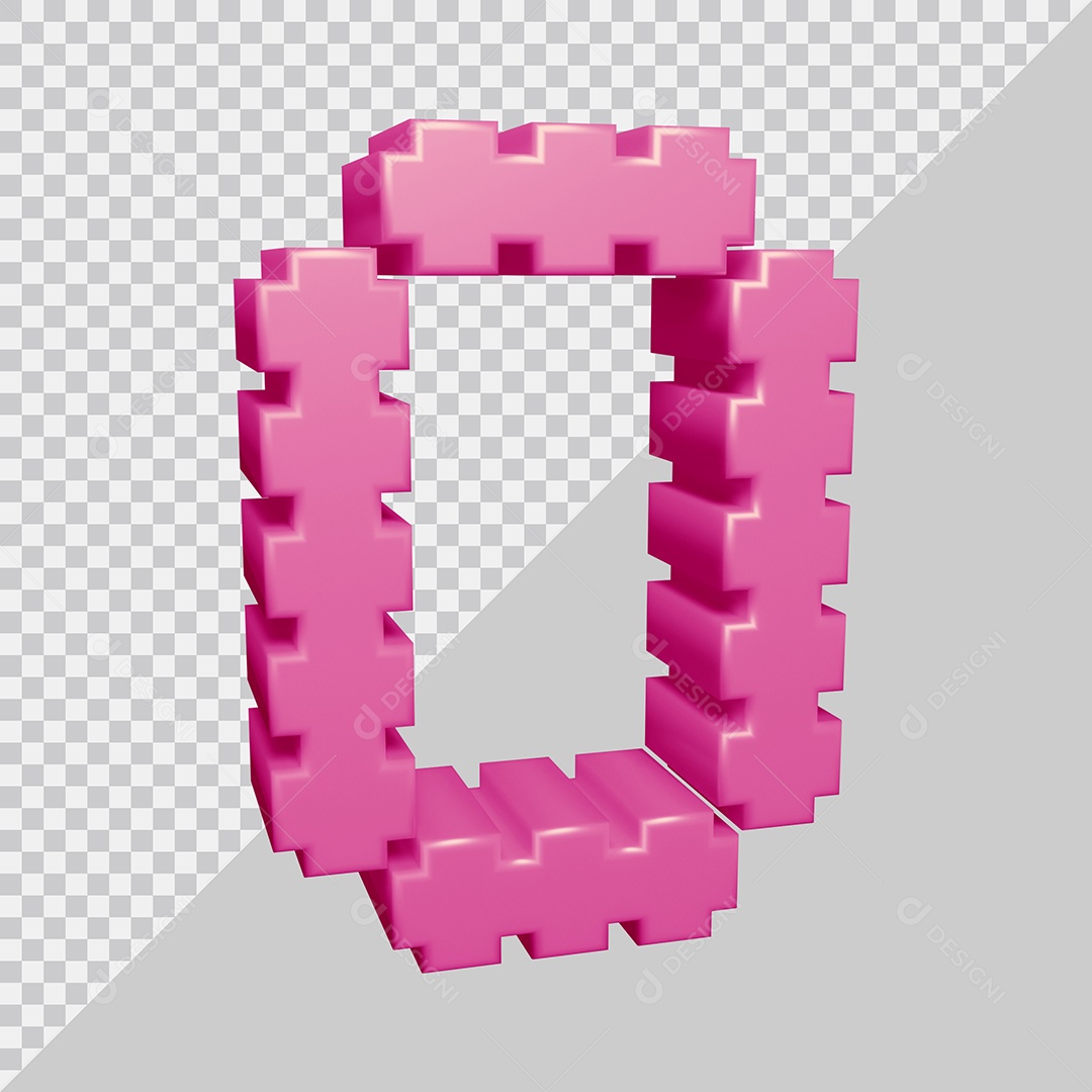 Letra O Maiúscula Rosa 3D Para composição PSD