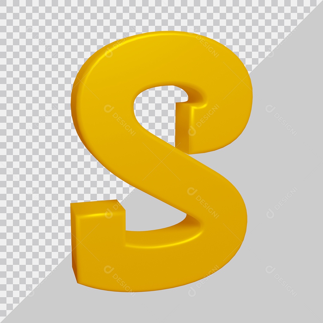 Letra S Maiúscula Dourado 3D Para composição PSD