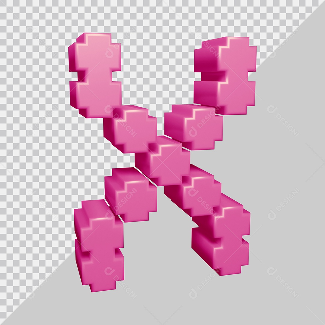 Letra X Maiúscula Rosa 3D Para composição PSD