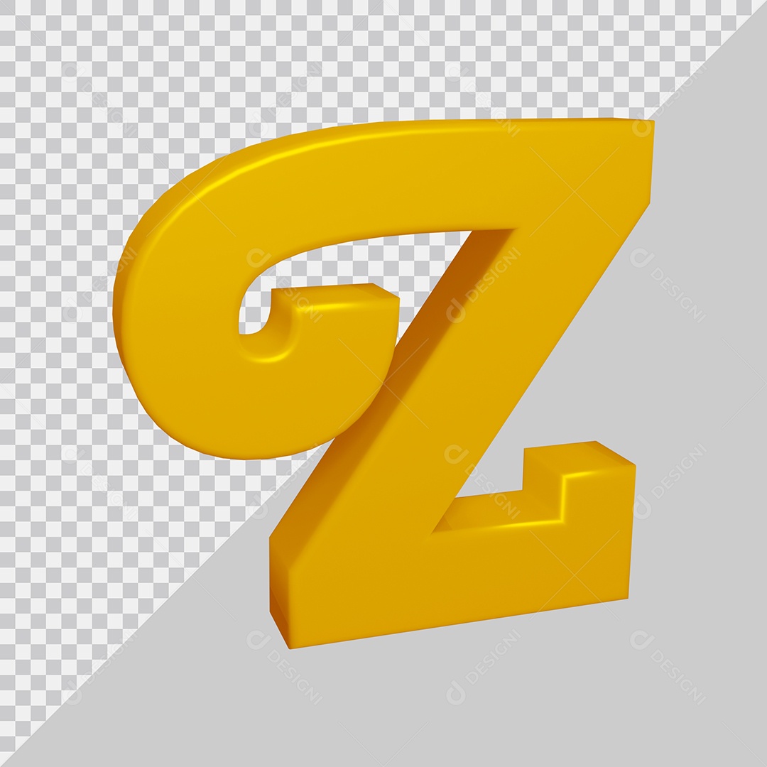 3D Golden Uppercase Z Letter For Compositing PSD