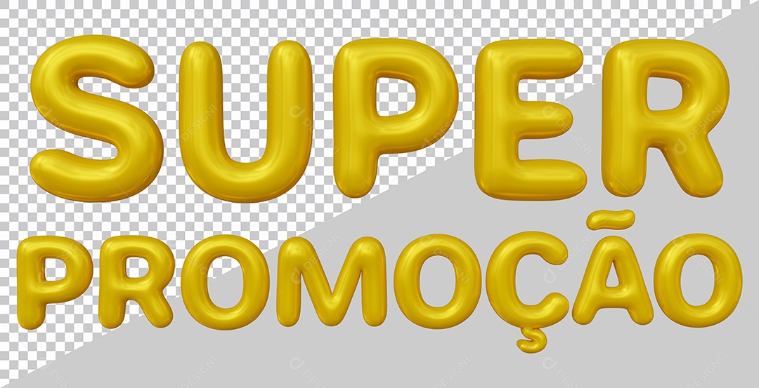 Super Promoção Texto 3D Dourado para composição PSD