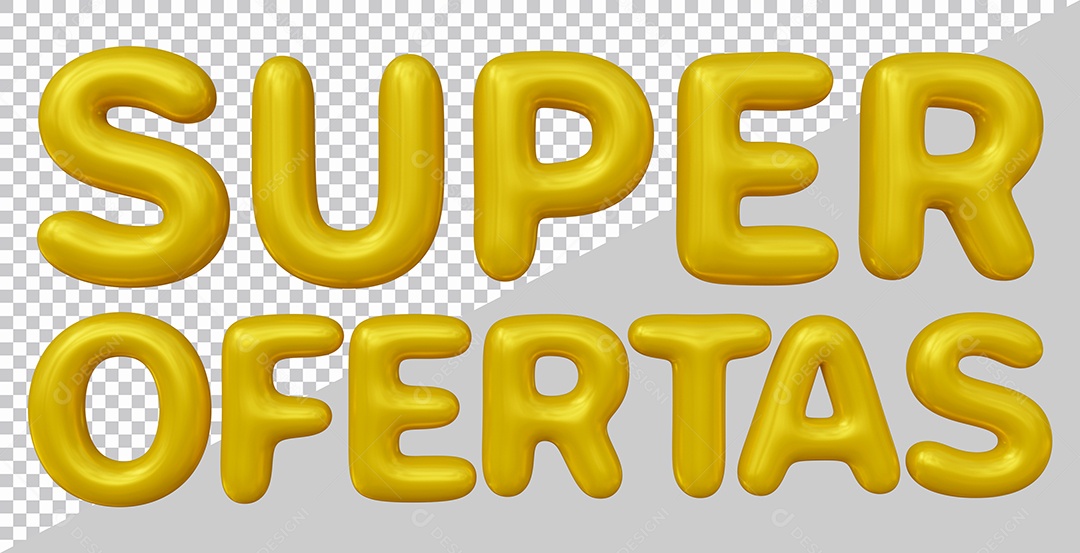 Super Ofertas Texto 3D Dourado para composição PSD