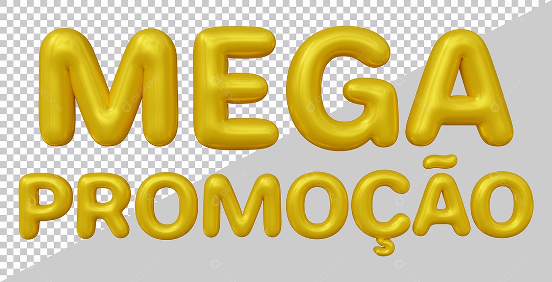 Mega Promoção Texto 3D Dourado para composição PSD