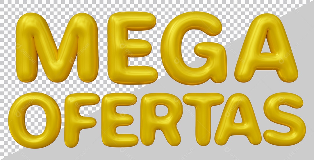 Mega Oferta Texto 3D Dourado para composição PSD