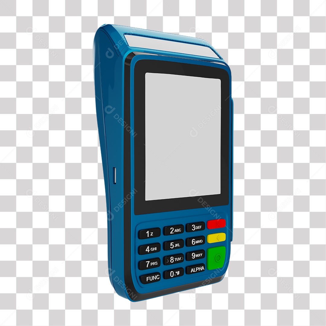 Elemento 3D Maquininha De Cartão Azul PNG Transparente