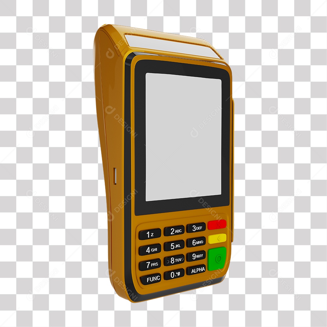 Elemento 3D Maquininha De Cartão Amarela PNG Transparente