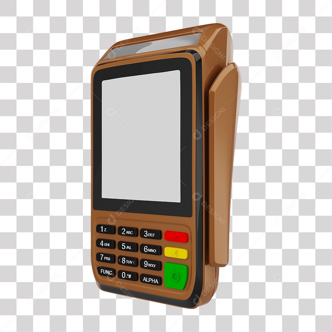 Elemento 3D Maquininha De Cartão Marrom PNG Transparente