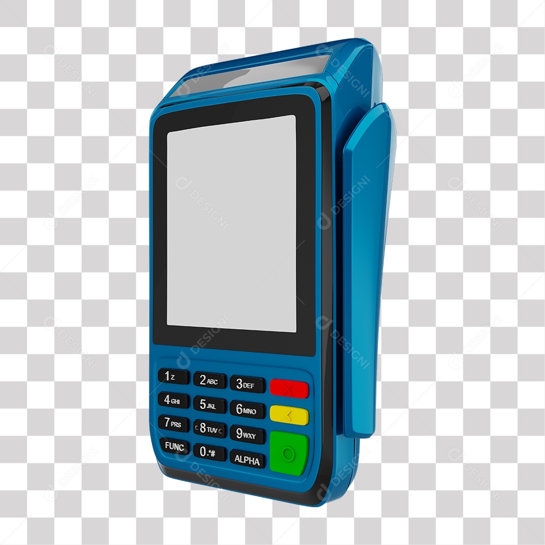 Elemento 3D Maquininha De Cartão Azul PNG Transparente