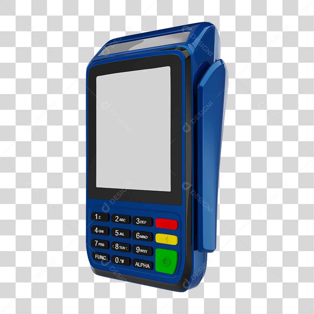 Elemento 3D Maquininha De Cartão Azul PNG Transparente