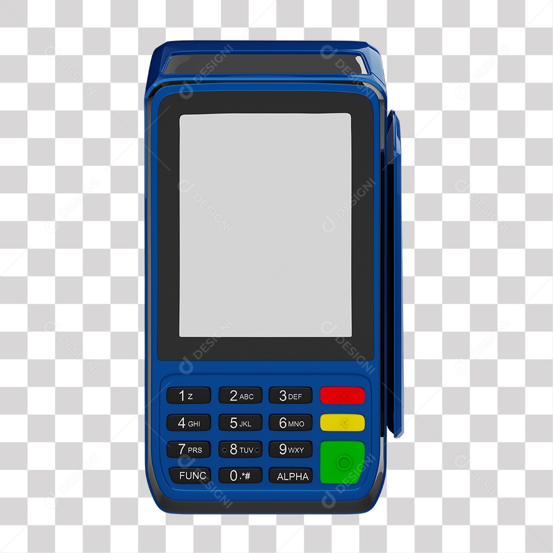 Elemento 3D Maquininha De Cartão Azul PNG Transparente