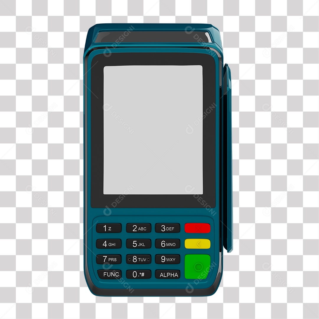 Elemento 3D Maquininha De Cartão Azul PNG Transparente