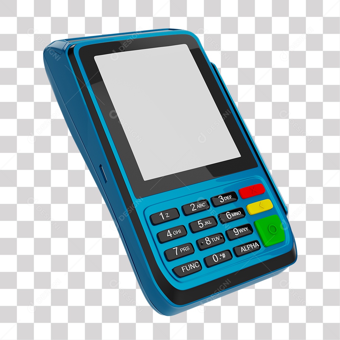 Elemento 3D Maquininha De Cartão Azul PNG Transparente