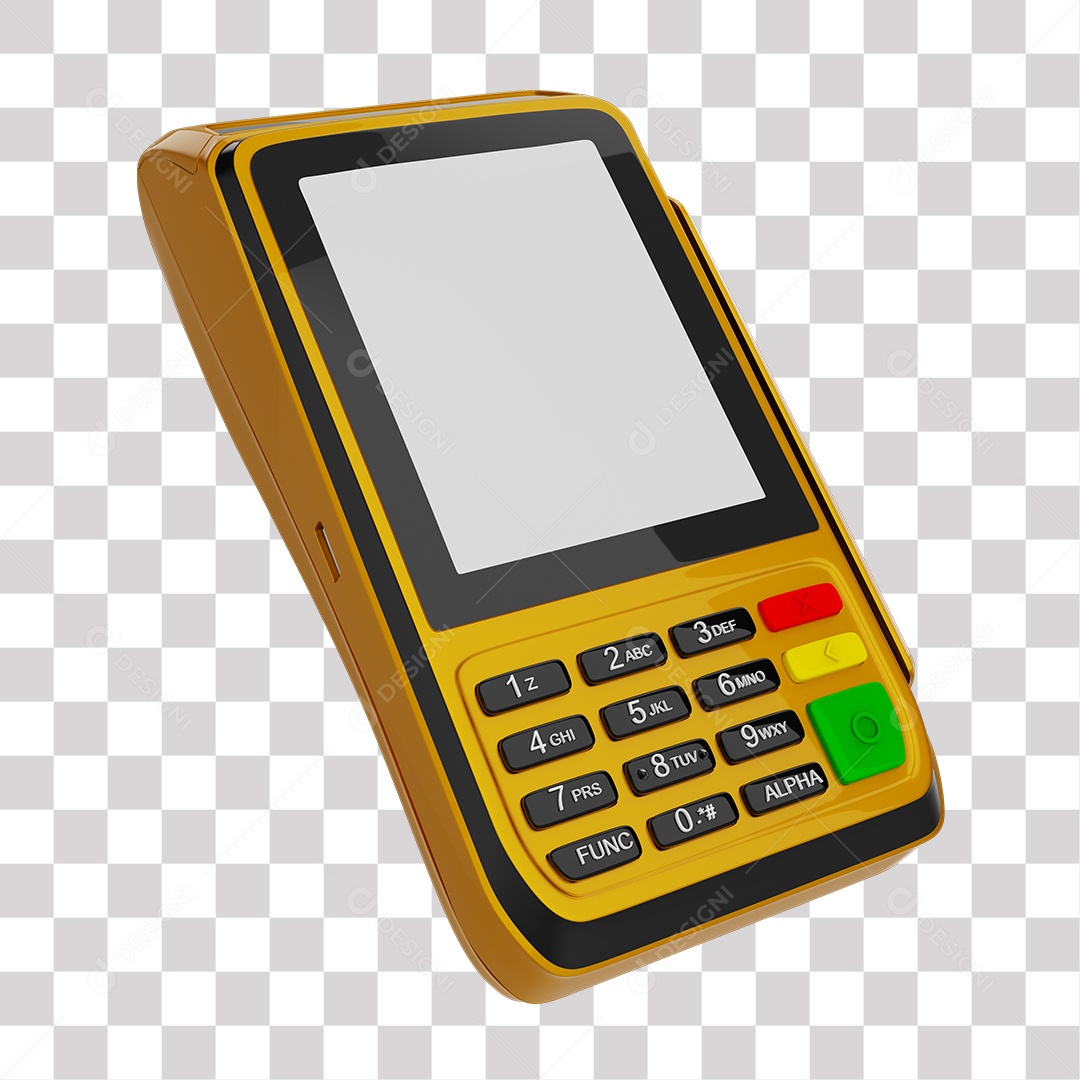 Elemento 3D Maquininha De Cartão Amarela PNG Transparente