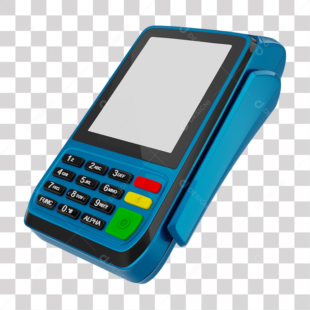 Elemento 3D Maquininha De Cartão Azul PNG Transparente