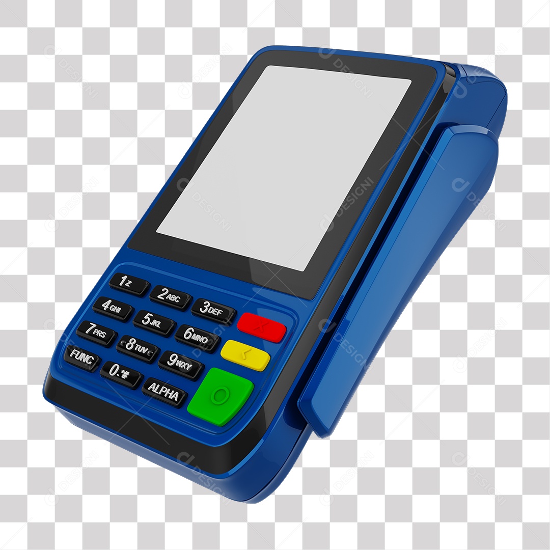 Elemento 3D Maquininha De Cartão Azul PNG Transparente