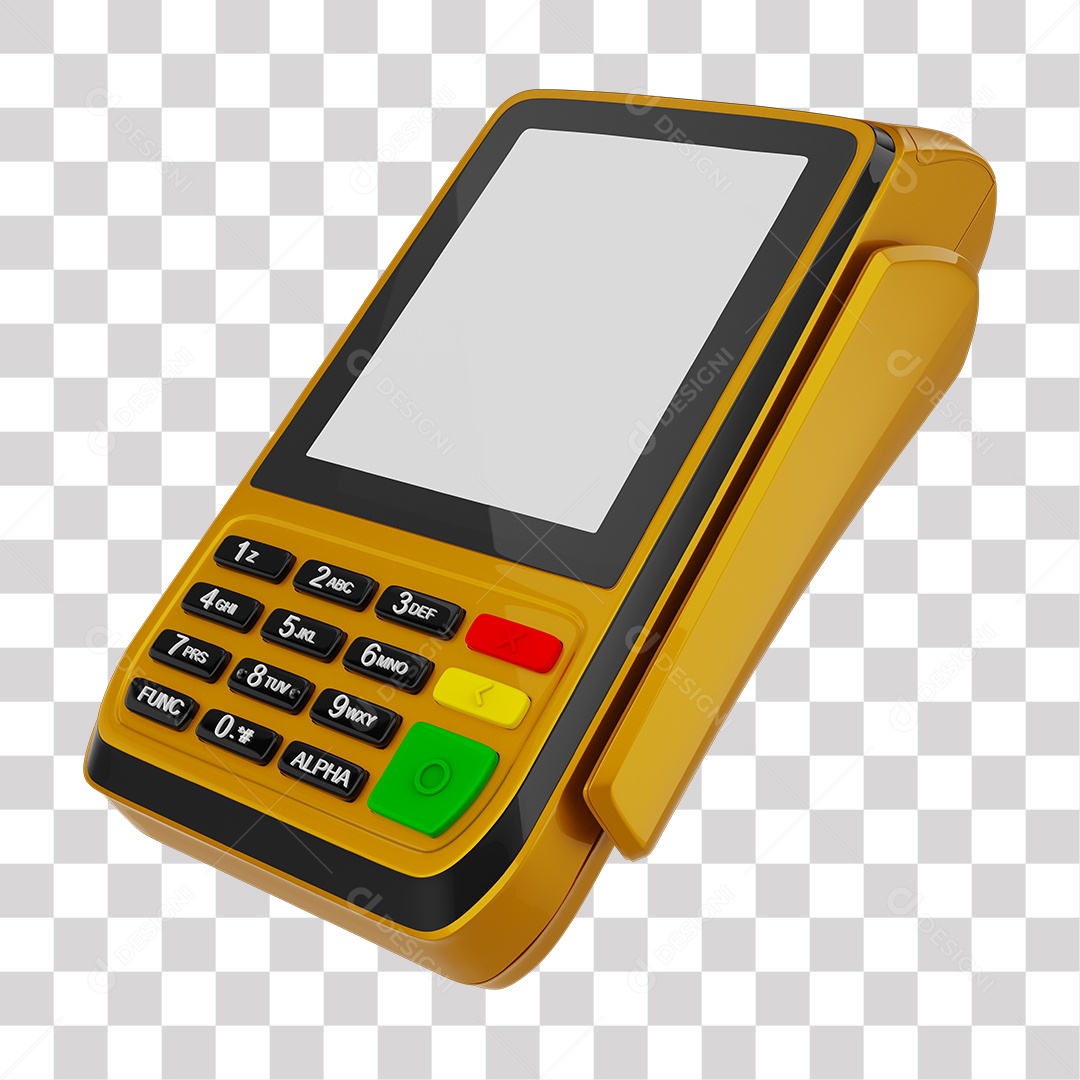 Elemento 3D Maquininha De Cartão Amarela PNG Transparente