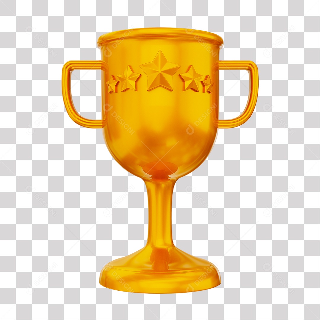 Troféu Dourado Ilustração 3D PNG Transparente